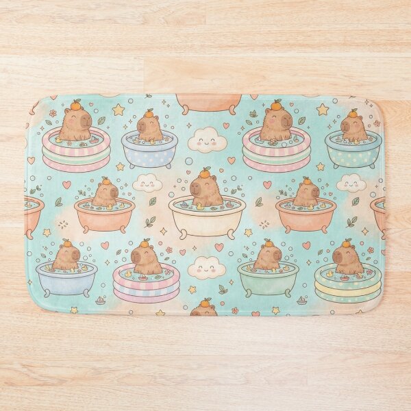 Item preview, Cute Capybara Bath Time Seamless designed and sold by LenNo9881.