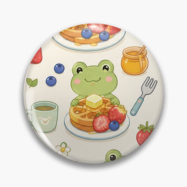Item preview, Frog Waffle Breakfast Kawaii Pattern designed and sold by Soft Berry Studio.