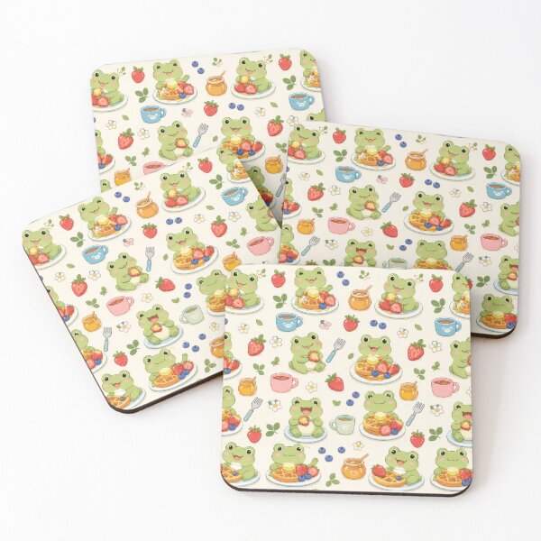 Item preview, Frog Waffle Breakfast Kawaii Pattern designed and sold by Soft Berry Studio.