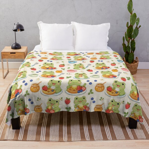 Item preview, Frog Waffle Breakfast Kawaii Pattern designed and sold by Soft Berry Studio.
