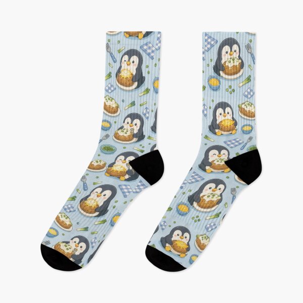 Item preview, Penguin Baked Potato Kawaii Pattern designed and sold by Soft Berry Studio.
