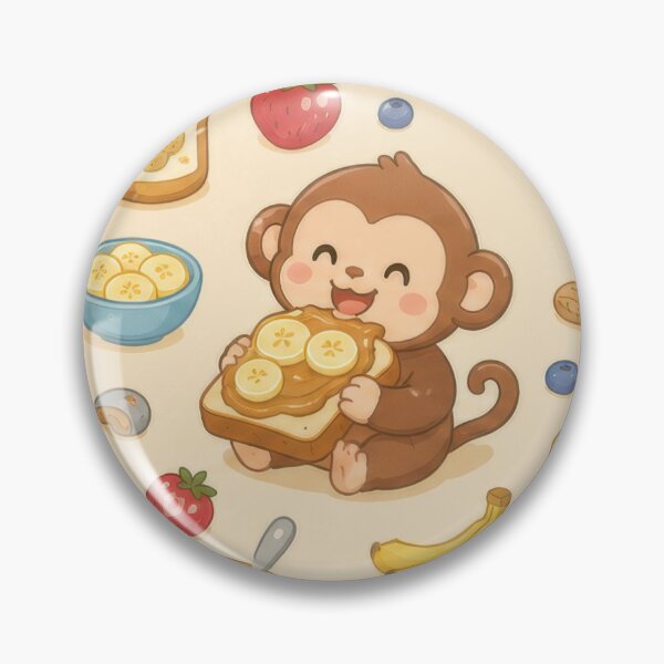 Item preview, Monkey Peanut Butter Toast Kawaii Pattern designed and sold by Soft Berry Studio.