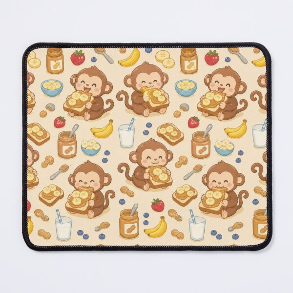 Item preview, Monkey Peanut Butter Toast Kawaii Pattern designed and sold by Soft Berry Studio.