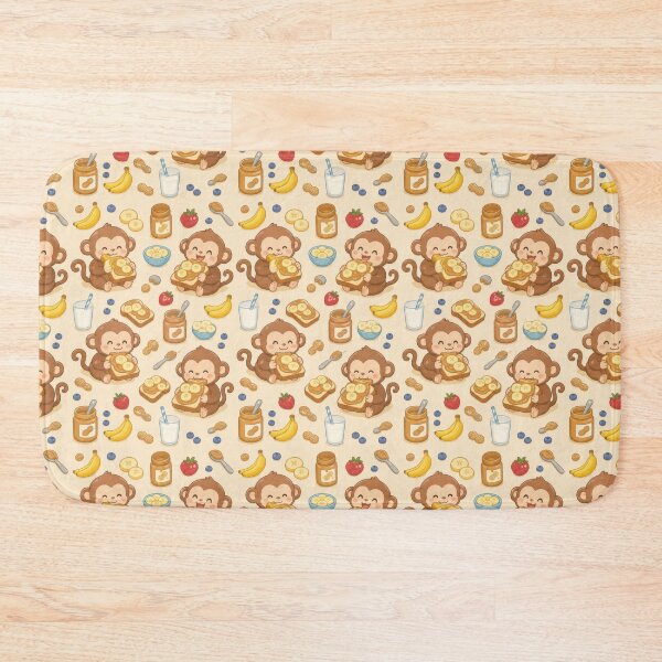 Item preview, Monkey Peanut Butter Toast Kawaii Pattern designed and sold by Soft Berry Studio.
