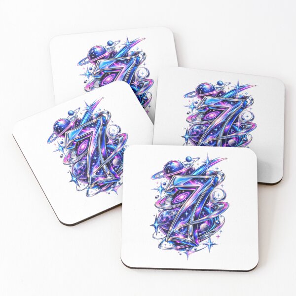 Item preview, Cosmic Lucky 7 Chrome Y2K Numerology Design designed and sold by NovaMoodCo.
