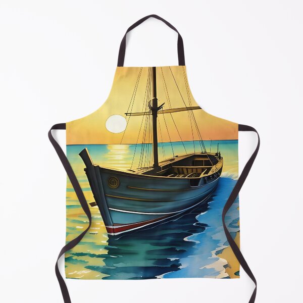 Item preview, Golden Sunset Boat: Serene Coastal Landscape designed and sold by Serene Strokes Art.
