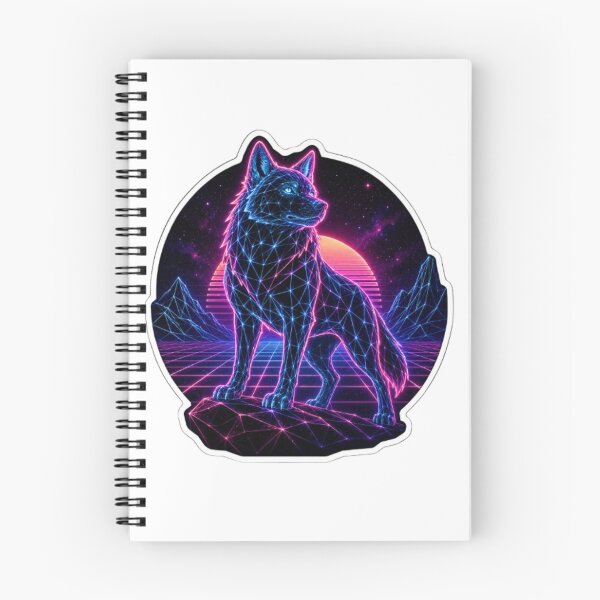 Item preview, Neon Wireframe Wolf in Synthwave Landscape designed and sold by Snurly.