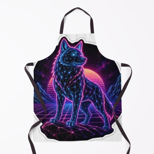 Item preview, Neon Wireframe Wolf in Synthwave Landscape designed and sold by Snurly.