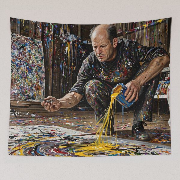 Item preview, Chaos Mode - Action Painter Pouring Yellow designed and sold by Surviving Monday Club.