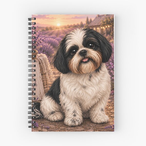 Item preview, Lavender Fields Shih Tzu | Cute Black & White Shih Tzu in Lavender Garden designed and sold by Clint Reno Designs.
