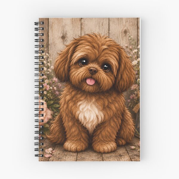Artikelvorschau, Rustikaler Garten-Shih Tzu | Niedlicher brauner Shih-Tzu-Welpe mit Blumen | Hunde-Kunst im Landhausstil entworfen und verkauft von Clint Reno Designs.