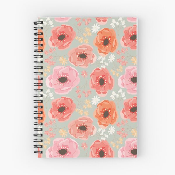 Aperçu de l'œuvre Floral printemps aquarelle en pêche et rose sur gris créée et vendue par nanriddle.