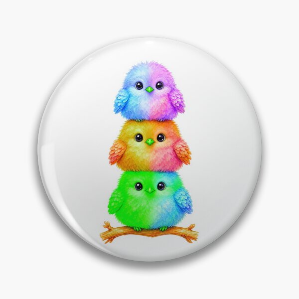 Item preview, Stacked Rainbow Budgie Trio designed and sold by ExploreAura Studio.