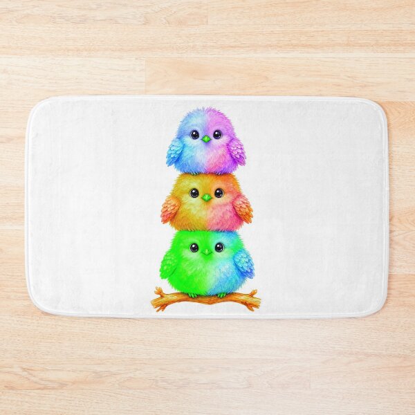 Item preview, Stacked Rainbow Budgie Trio designed and sold by ExploreAura Studio.