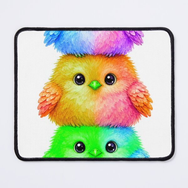 Item preview, Stacked Rainbow Budgie Trio designed and sold by ExploreAura Studio.
