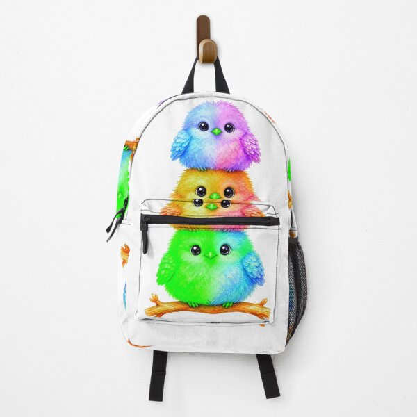 Item preview, Stacked Rainbow Budgie Trio designed and sold by ExploreAura Studio.