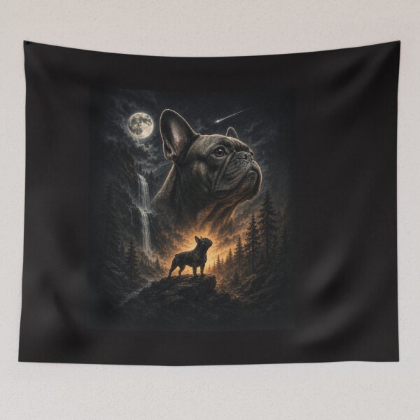 Item preview, French Bulldog Howling at the Moon – Vintage Dog Lover Design designed and sold by Clairenity Studio.