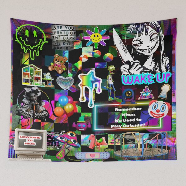 Item preview, Weirdcore Kidcore Nostalgia Dreamcore - Are You Afraid Of The Dark Glitch Art designed and sold by Side By Side Studio.