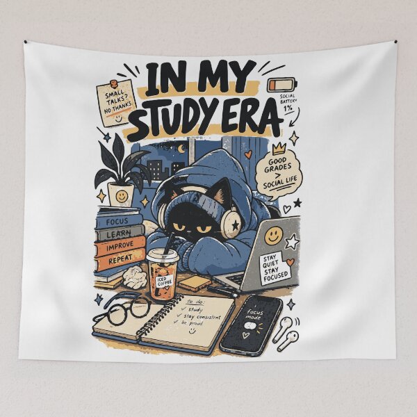 Item preview, In My Study Era | Introvert Cat Student Study Design designed and sold by Sunday.Supply.