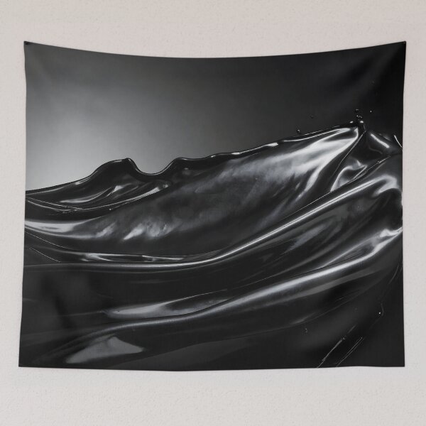 Item preview, Abstract Dark Liquid Chrome Waves Artwork designed and sold by BetweenForms.
