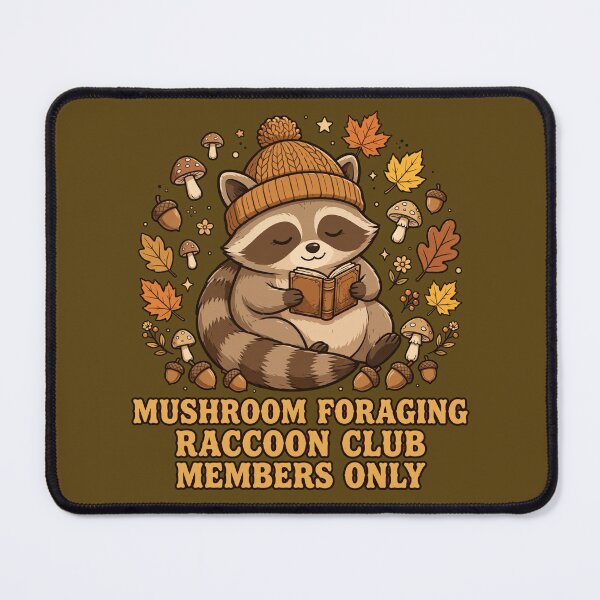 Item preview, Mushroom Foraging Raccoon Club Members Only - Cute Raccoon Reading Book Autumn Cottagecore designed and sold by PrettyCrypt.