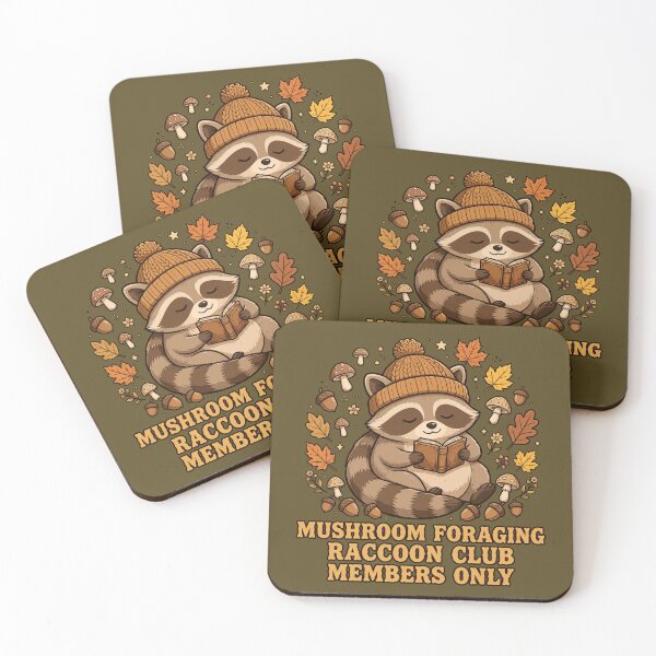 Item preview, Mushroom Foraging Raccoon Club Members Only - Cute Raccoon Reading Book Autumn Cottagecore designed and sold by PrettyCrypt.