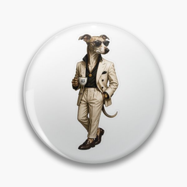 Item preview, Dapper Dog in White Suit with Coffee designed and sold by Snurly.