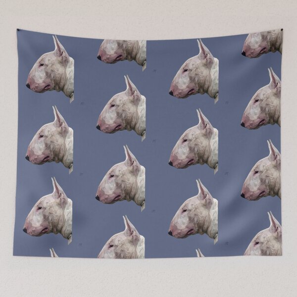 Item preview, White English Bull Terrier Geometric Design – side profile illustration designed and sold by Wheel and Woof.