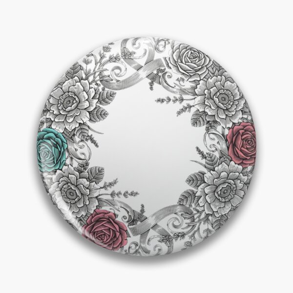 Item preview, Vintage Botanical Rose Wreath Linocut Illustration designed and sold by Dzblack.