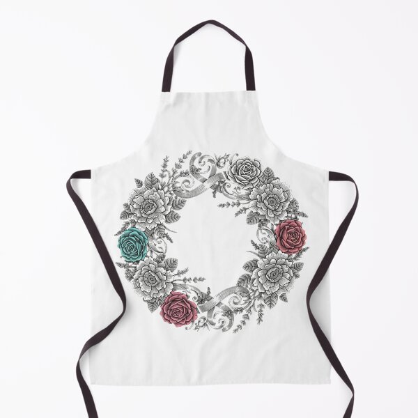 Item preview, Vintage Botanical Rose Wreath Linocut Illustration designed and sold by Dzblack.