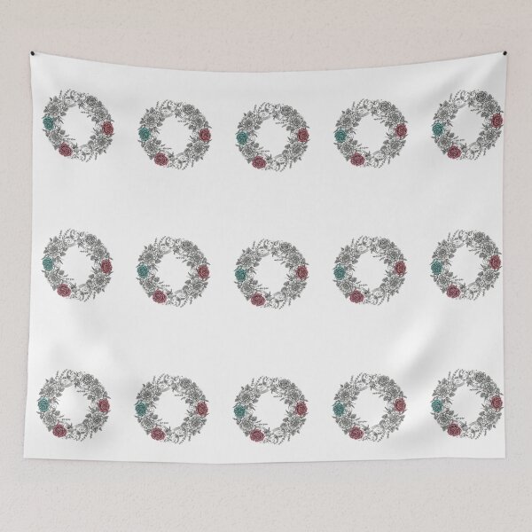 Item preview, Vintage Botanical Rose Wreath Linocut Illustration designed and sold by Dzblack.
