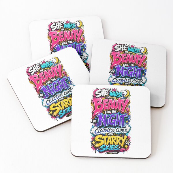 Item preview, She Walks In Beauty Lord Byron Graffiti Art Poetry Design designed and sold by CozyPaletteShop.