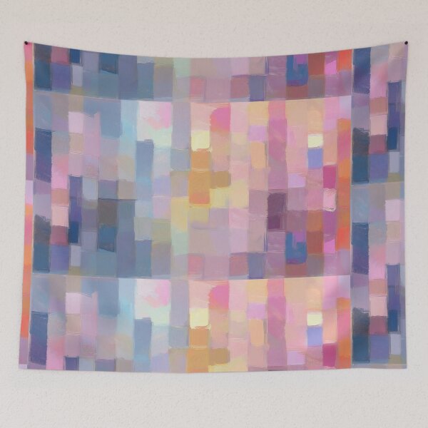 Item preview, Abstract pastel block pattern geometric Modern decor, blush pink and dusty blue minimalist watercolour painting contemporary art decor  designed and sold by navitalidesign.