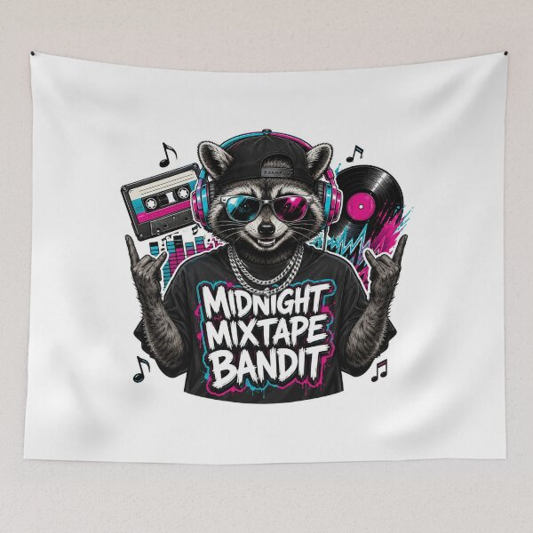 Item preview, Midnight Mixtape Bandit Raccoon Music Lover designed and sold by Kolibra.