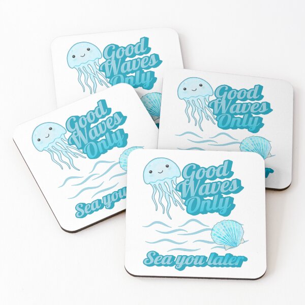 Item preview, Good Waves Only Sea You Later Jellyfish Ocean Beach Aesthetic Coastal Summer Graphic in Turquoise designed and sold by Daily Mood Studio.