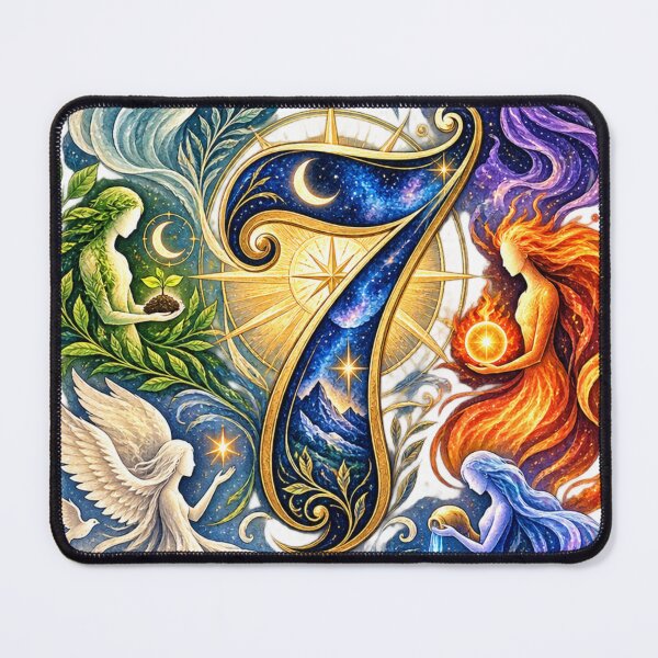 Item preview, Seven Souls Dreamlike Spiritual Numerology Art designed and sold by NovaMoodCo.