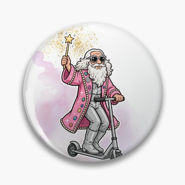 Item preview, Groovy Disco Wizard on Scooter - Funny Cool Pink Wizard designed and sold by Neurospicy Trolls.