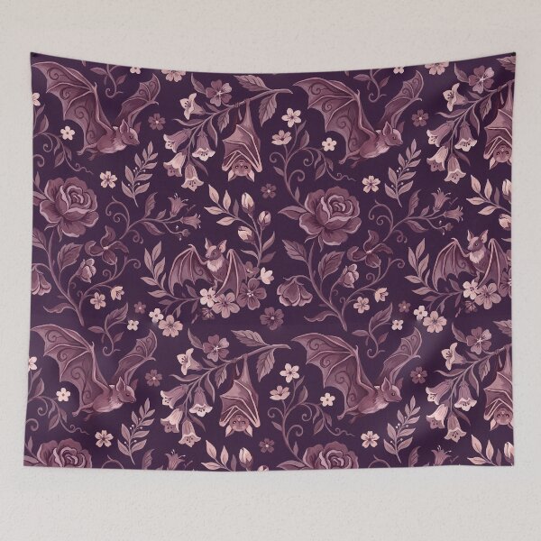 Item preview, Bats and Blooms - Botanical Seamless Halloween Pattern designed and sold by inkaylindesign.