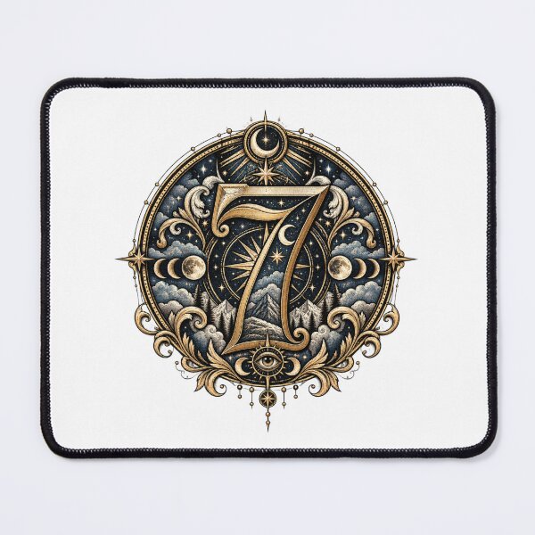 Item preview, Mystic Seven Vintage Numerology Emblem designed and sold by NovaMoodCo.