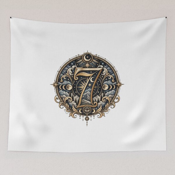 Item preview, Mystic Seven Vintage Numerology Emblem designed and sold by NovaMoodCo.