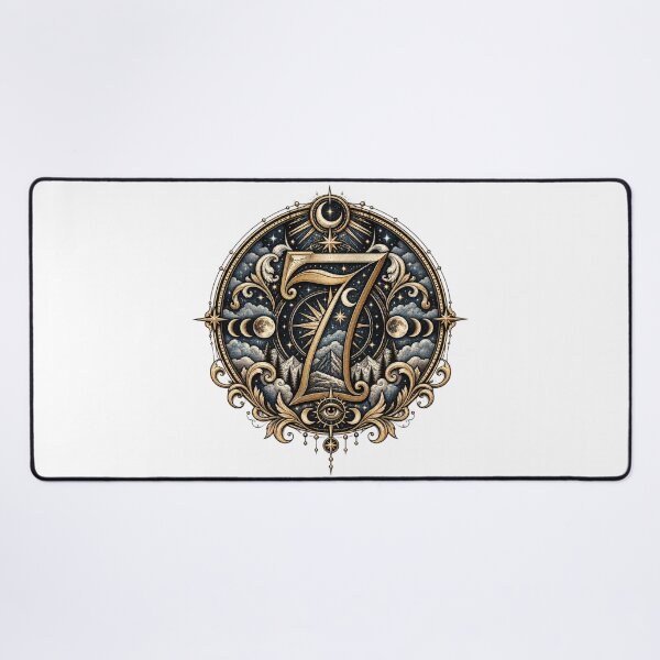 Item preview, Mystic Seven Vintage Numerology Emblem designed and sold by NovaMoodCo.
