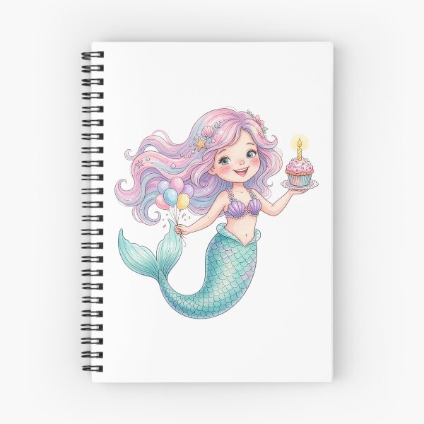 Item preview, Birthday Mermaid Balloons Cupcake Illustration designed and sold by Rutvain.