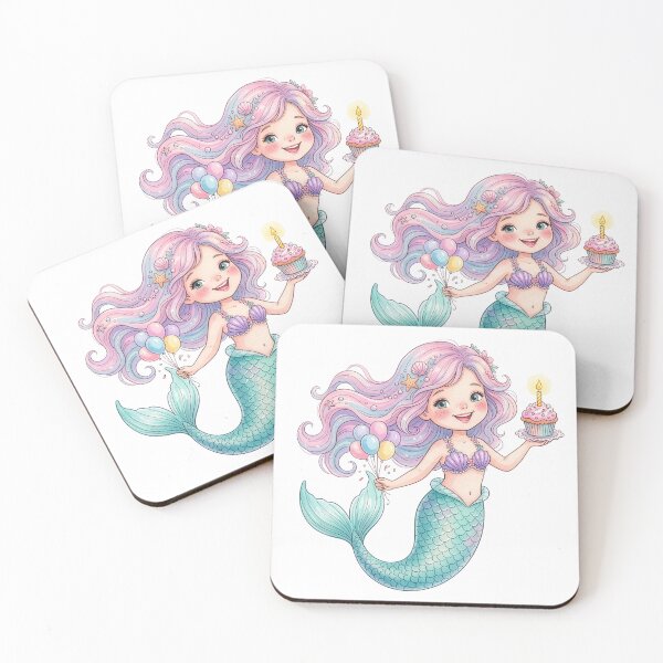 Item preview, Birthday Mermaid Balloons Cupcake Illustration designed and sold by Rutvain.