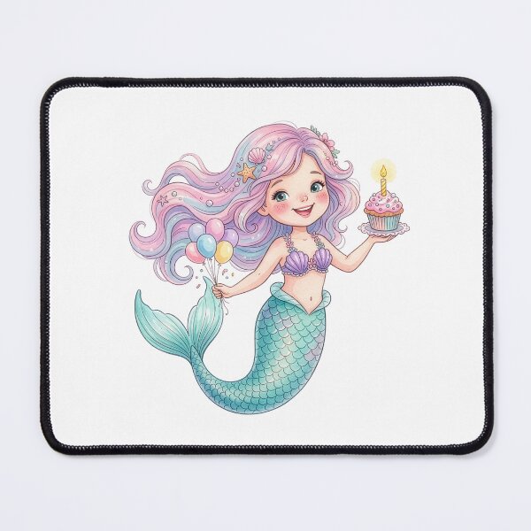 Item preview, Birthday Mermaid Balloons Cupcake Illustration designed and sold by Rutvain.