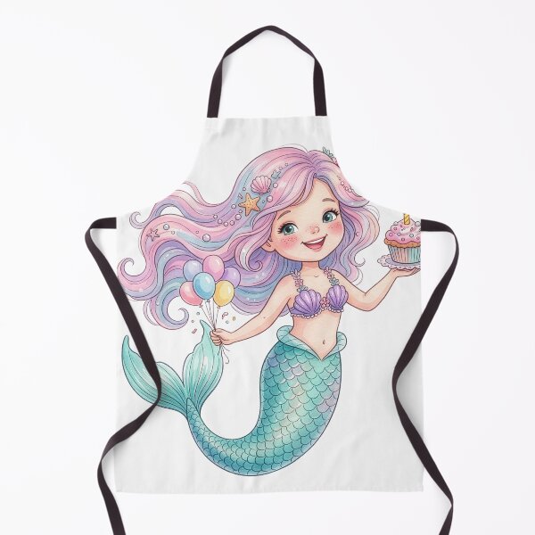 Item preview, Birthday Mermaid Balloons Cupcake Illustration designed and sold by Rutvain.