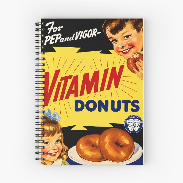 Item preview, A colorful vintage-inspired donut advertisement featuring bold mid-century typography, cheerful retro characters, and a plate of delicious glazed donuts.  designed and sold by PIXEL POP DESIGNS - Beyond the Norm!.