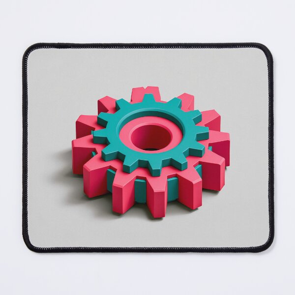 Item preview, Colorful 3D Gear Cog – Pink and Teal Mechanical Engineering Design designed and sold by FrostyFrisby.