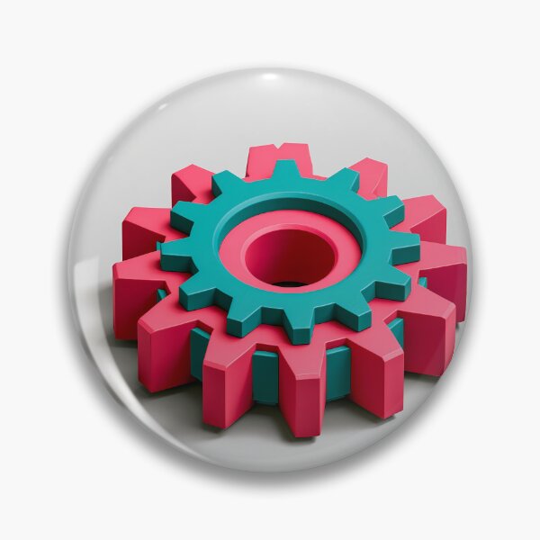 Item preview, Colorful 3D Gear Cog – Pink and Teal Mechanical Engineering Design designed and sold by FrostyFrisby.