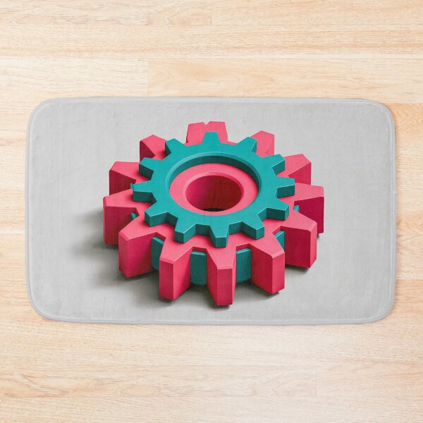 Item preview, Colorful 3D Gear Cog – Pink and Teal Mechanical Engineering Design designed and sold by FrostyFrisby.