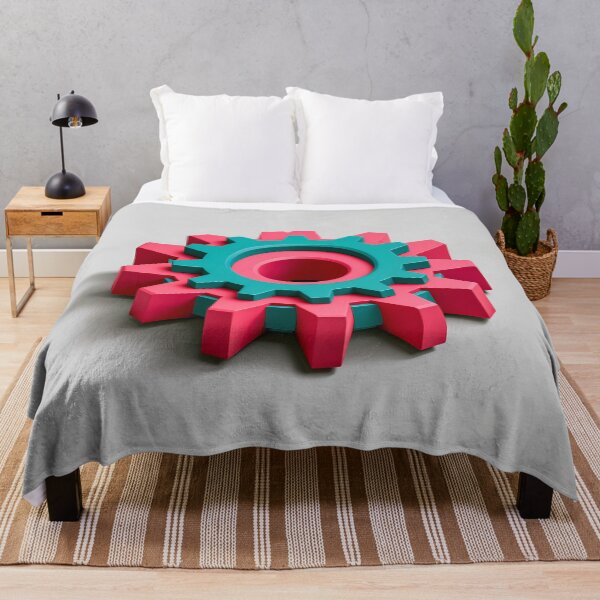 Item preview, Colorful 3D Gear Cog – Pink and Teal Mechanical Engineering Design designed and sold by FrostyFrisby.